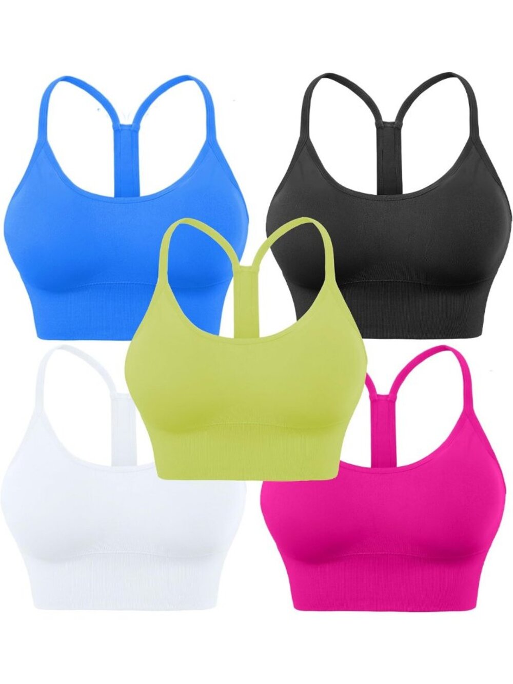 Seamless Padded Racerback Sports Bra for Women, Low Impact Cropped Workout Top